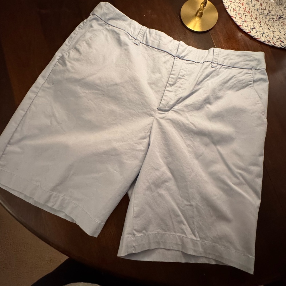 Matty M Light Blue Flat Front Cotton Shorts